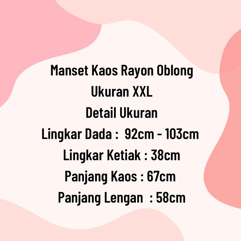 Manset Kaos Rayon Oblong Ukuran XXL | LD 93cm - 103cm