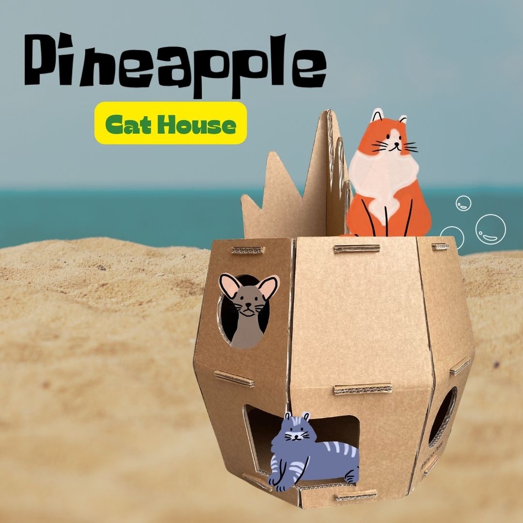 RUMAH KUCING / CARDBOARD CAT HOUSE / PINEAPPLE CAT HOUSE