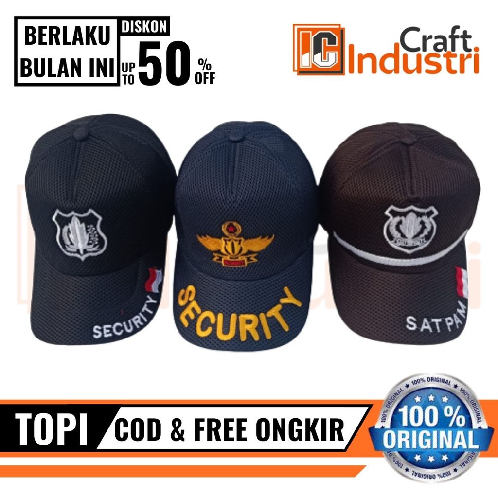 Topi Jaring Topi Satpam Security Topi Security Hitam Biru Coklat