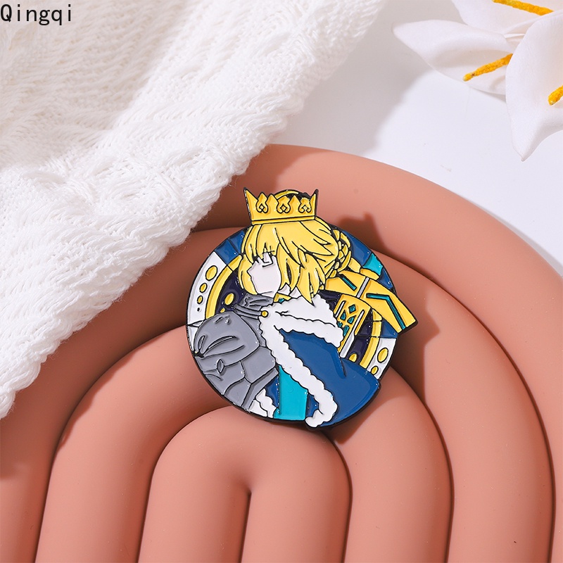 Bros Pin Enamel Desain Kartun Game The Holy Grail War Fate Stay Night Saber King Untuk Fans