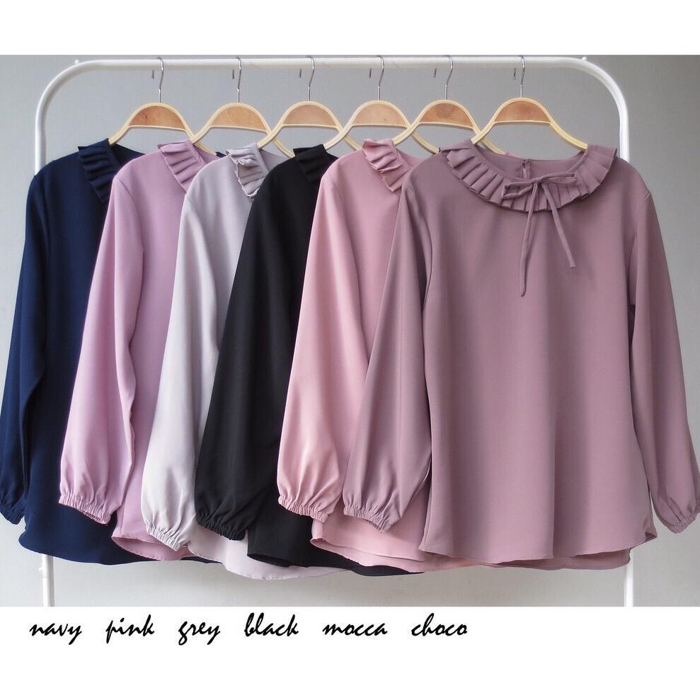 Cantik blouse-blouse wanita kekinian 2021 terlaris-atasan wanita lengan panjang