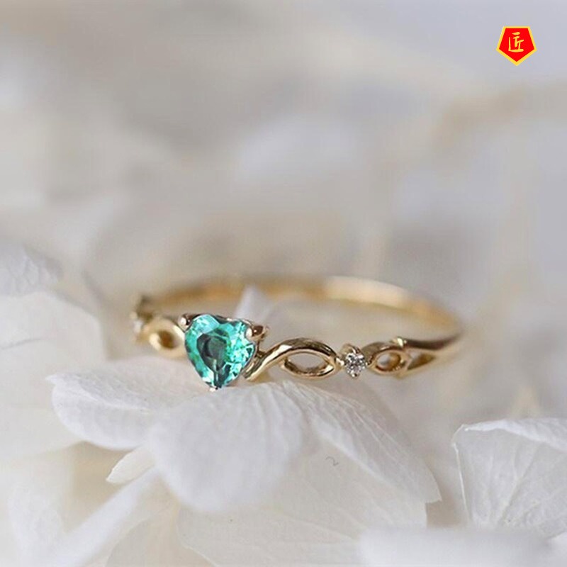 [Ready Stock]Simple Heart-Shaped Ring European and American Inlaid Diamond Elegant Graceful