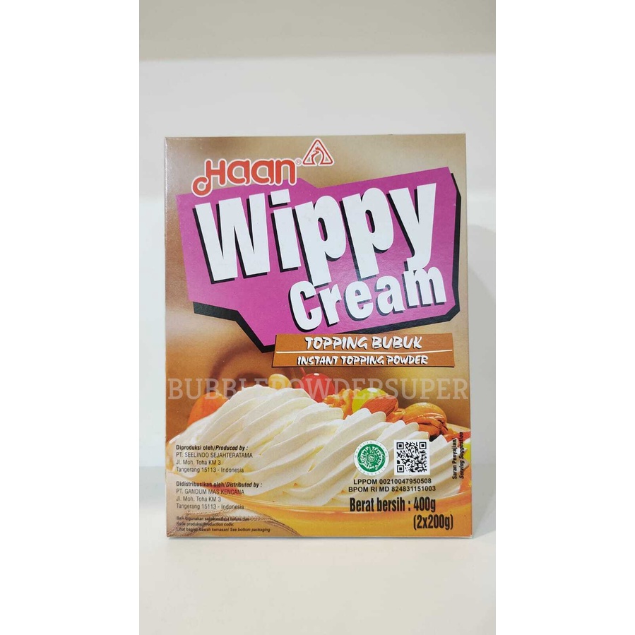 Wippy Cream Powder / Whipping / Whipped cream Bubuk Haan 400 gram (isi 2 x 200gr)