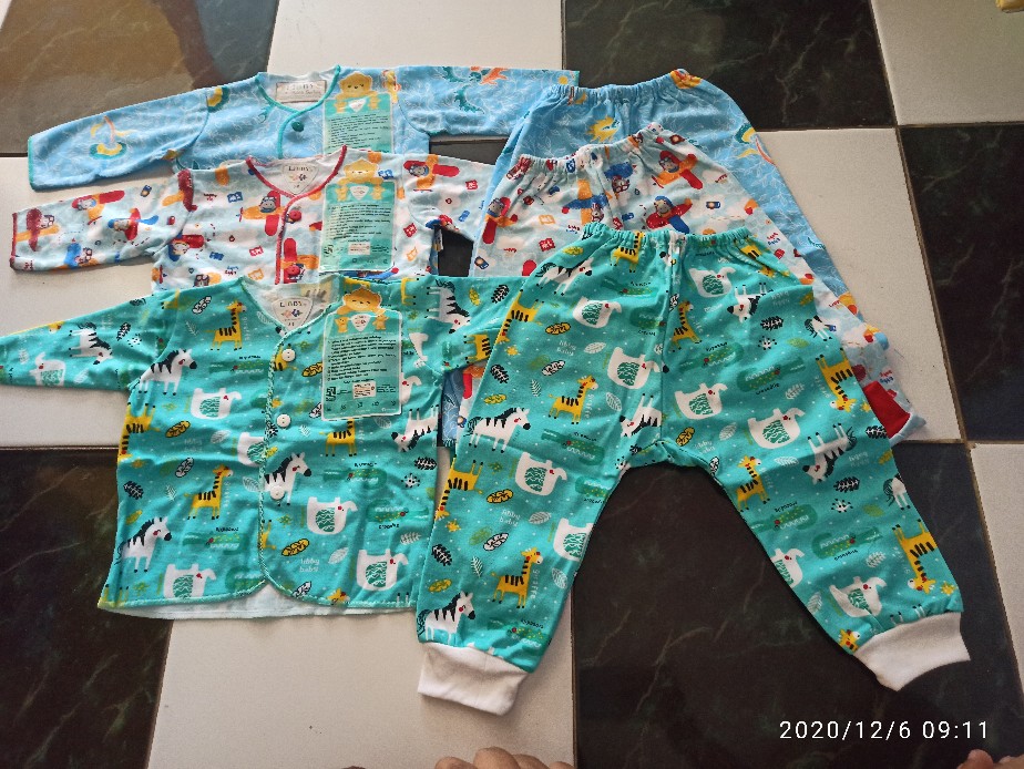 3pcs Libby [ Panjang ] Batik Boy Series [ 2 ] - New Born - Kancing Depan .
