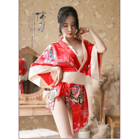 Sexy Lingerie Satin kimono Bunga-bunga Seksi V-Neck Baju tidur A562