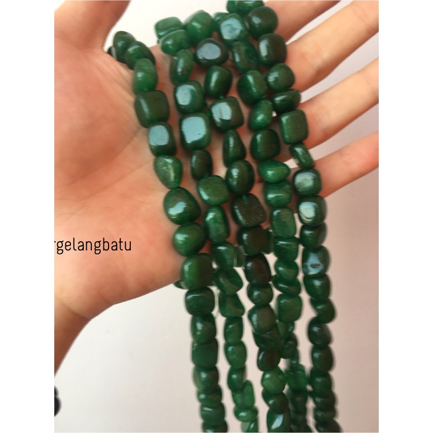 manik Batu alam hijau agate green Beads 12 x 10mm bahan gelang kalung supplier kerajinan tangan akik