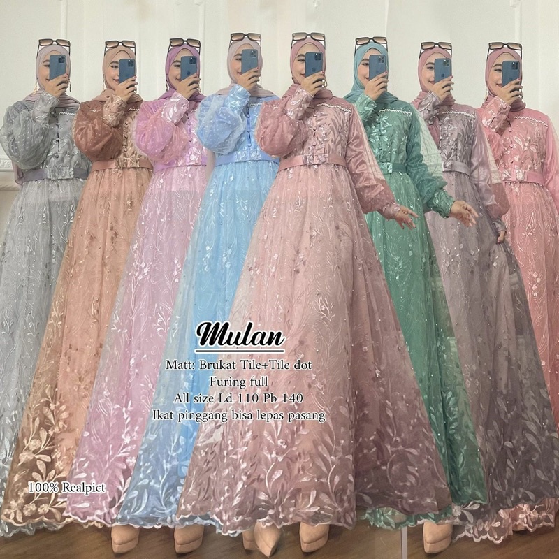 Humaira99 syari Tile mulan Gamis syari pesta/ Gamis syari tile /baju muslim premium original brokat 