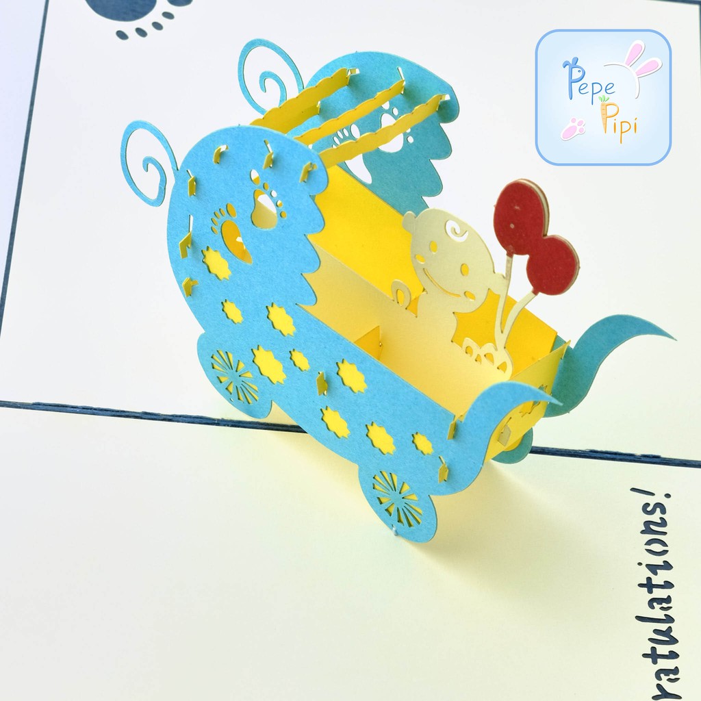 Pop Up Card Baby Boy &amp; Girl 3D Kartu Ucapan Kelahiran Born Baby Shower