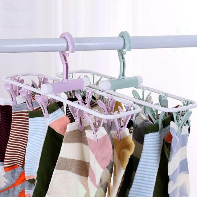 Jepitan Jemuran Baju Kaos Kaki CD Bra 12 Multi Clips Hanger