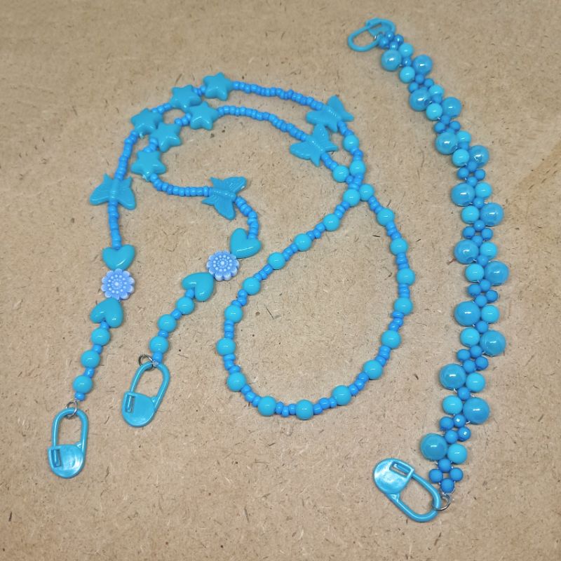 Set Konektor/kalung Masker Baby Blue Mewah Lucu