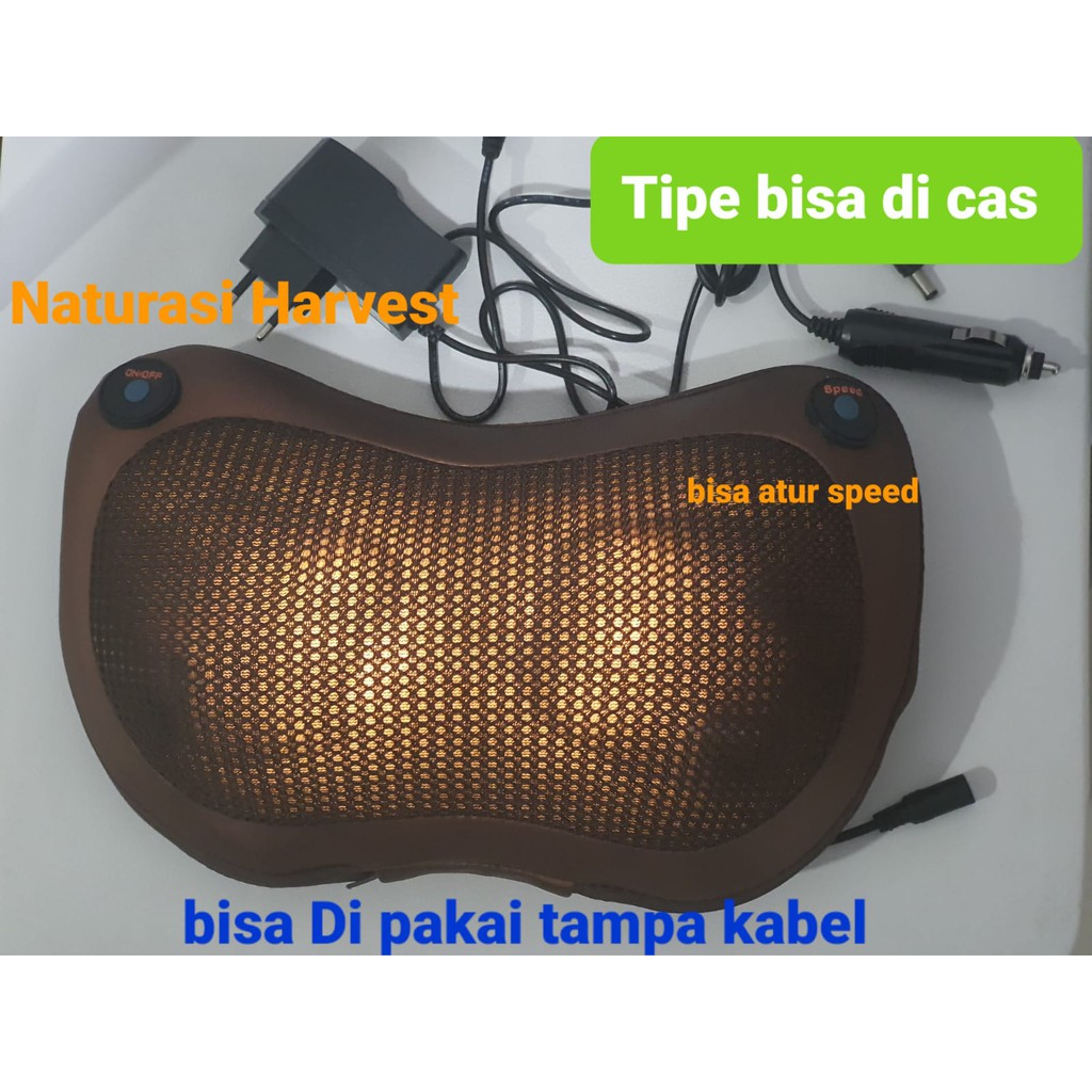 Bantal Pijat 8 Bola hangat bisa pakai di Mobil dan Rumah ada 2tipe  bisa di cas dengan 3 level speed kecepatan dan tipe yang biasa