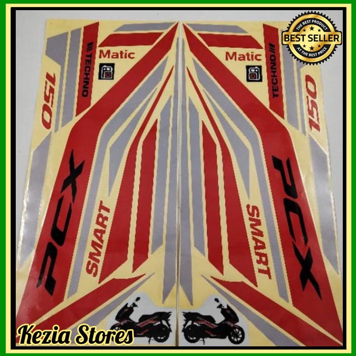 Promo striping honda pcx 150 stiker list body variasi cutting stiker lis merah abu berkualitas termu