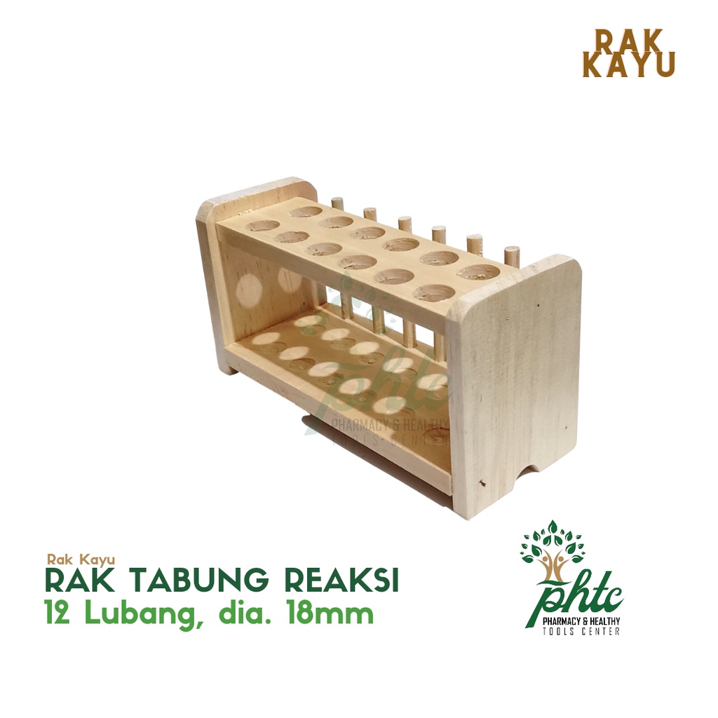 Rak Tabung Reaksi Kayu 12 Lubang