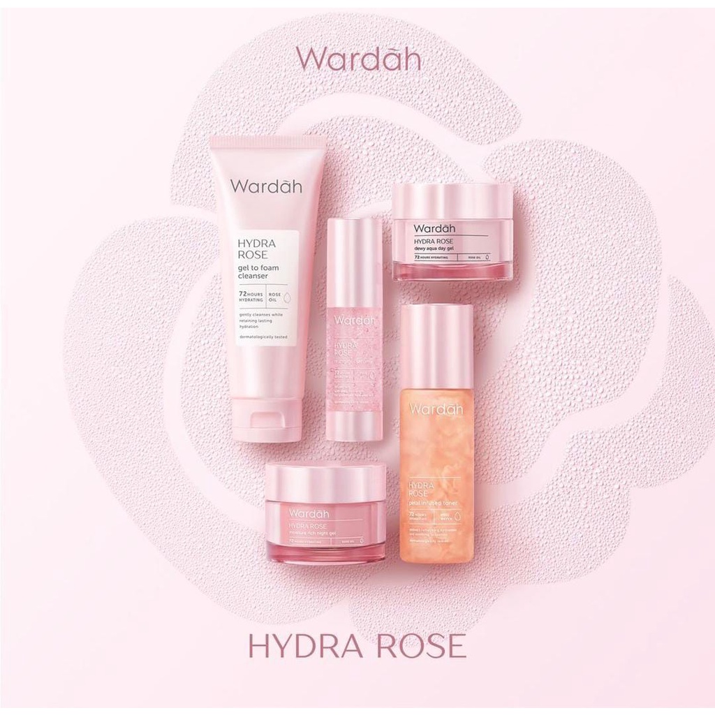 ✿ELYSABETHME✿ 🅆 🄰 🅁 🄳 🄰 🄷 Wardah Hydrarose Series | Day gel Night gel Facial foam toner serum stater kit dengan ekstrak mawar