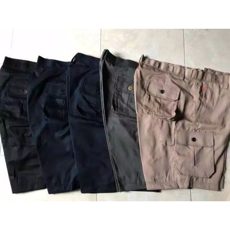 CELANA CARGO PENDEK SIZE 27-38 HITAM MOCA GREY CREAM