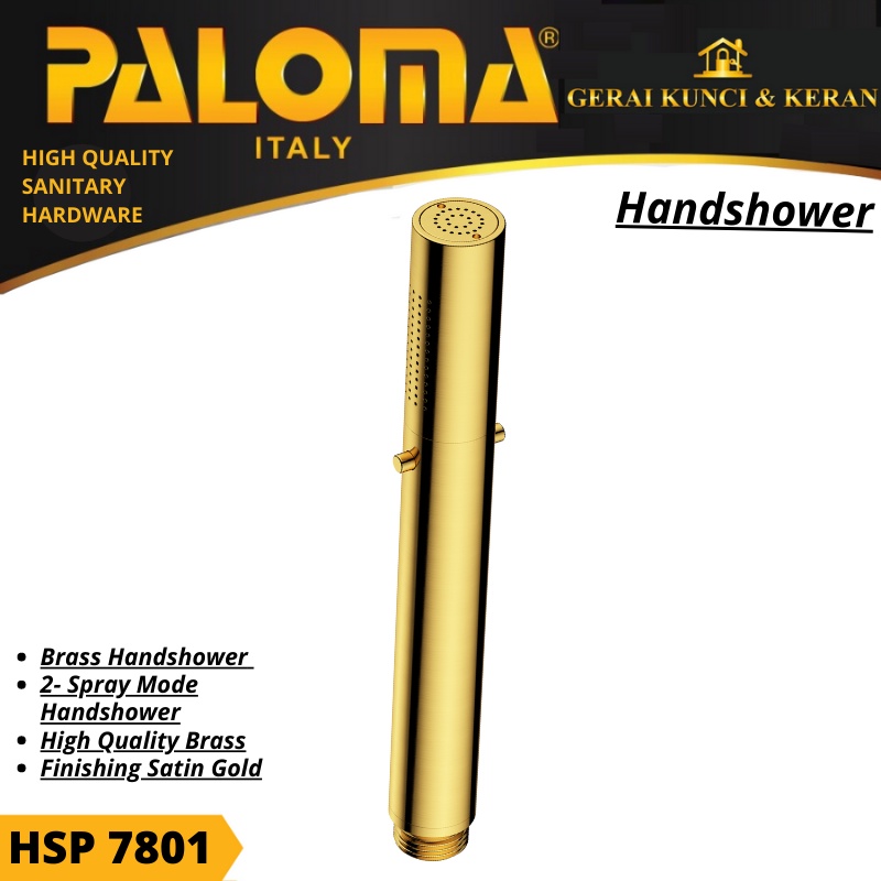 PALOMA HSP 7801 HANDSHOWER 2 SPRAY MODE SATIN GOLD BRASS SHOWER