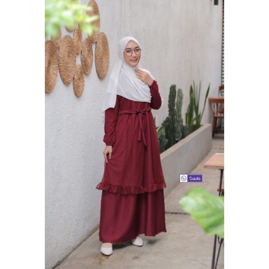 GAMIS MALIKA BRUKAT TILE warna marun hitam navy steel blue seagreen