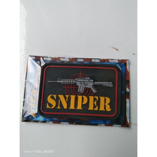 PATCH RUBBER LOGO SNIPER SENJATA TACTICAL/TEMPELAN KARET EMBLEM