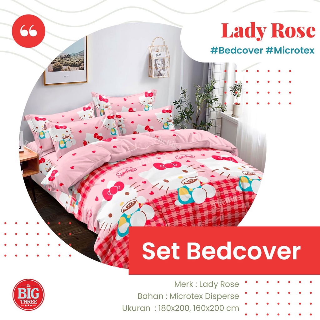 Bedcover + Sprei Rumbai 180x200 Lady Rose Adina Martin Medira Luxio Pikka Tundra Gavin Liandra Carmine Charcoal Rino Paskal Ersa Tasya Robin Teja Poppy Manda - King 180 LadyRose Hello Burger BC