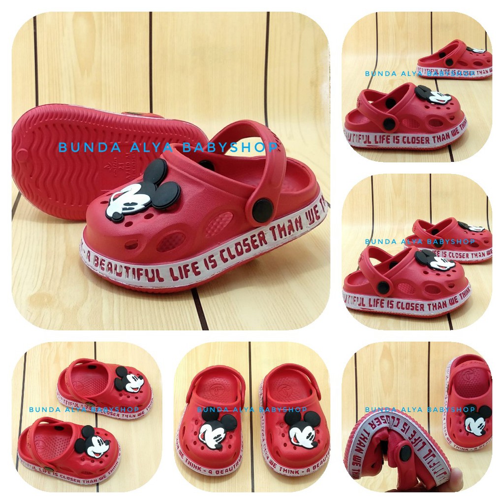 Sendal Anak Laki Usia 1 2 3 4 5 6 Tahun Lucu Karet Elastis - Sepatu Sandal Anak Cowok Karet MERAH Size 18-29 Karet Anti Licin