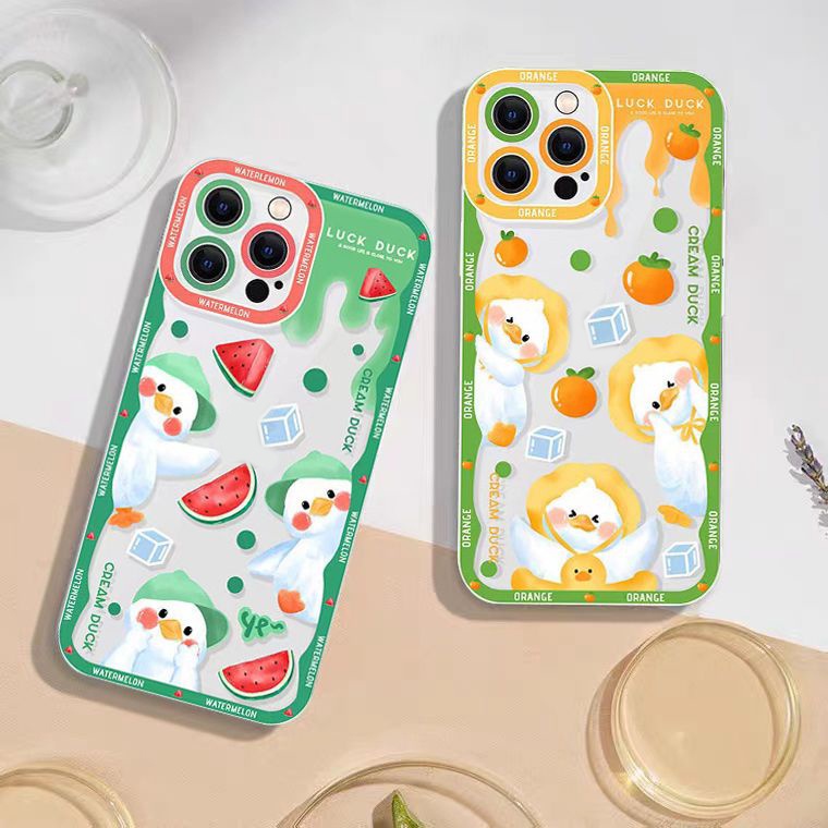 Soft Case Silikon TPU Transparan Motif Bebek Untuk IPhone 14 13 12 11 Pro X XR XS Max SE 6 6S 7 8 Plus