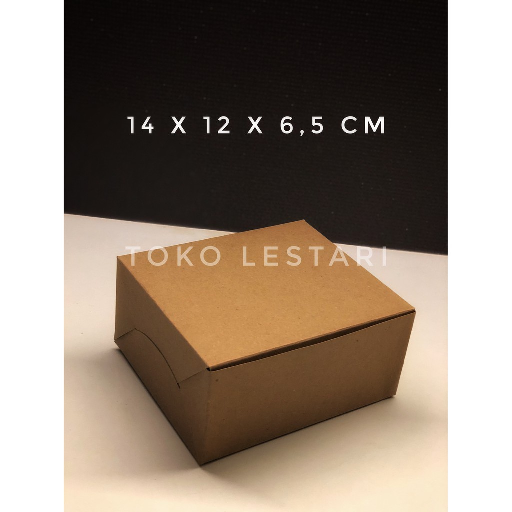 

Box Kraft Coklat Dos Kotak untuk Kue,Snack,Donat dll uk 14x12x6,5 cm
