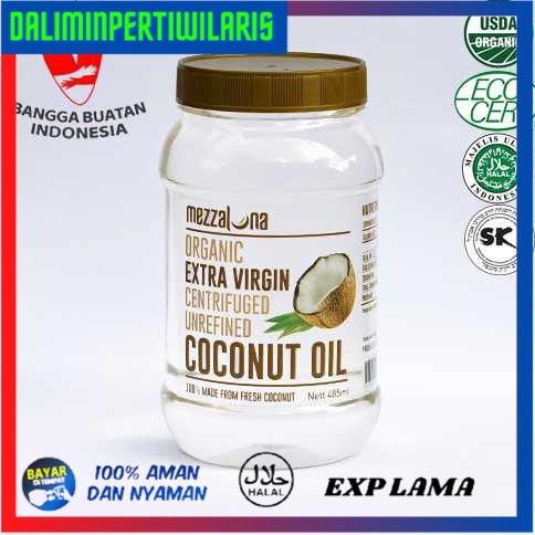 

( BISA COD ) VCO Minyak Kelapa Organik 485ml Mezzaluna EVCO Extra Virgin Coconut Oil TERLENGKAP