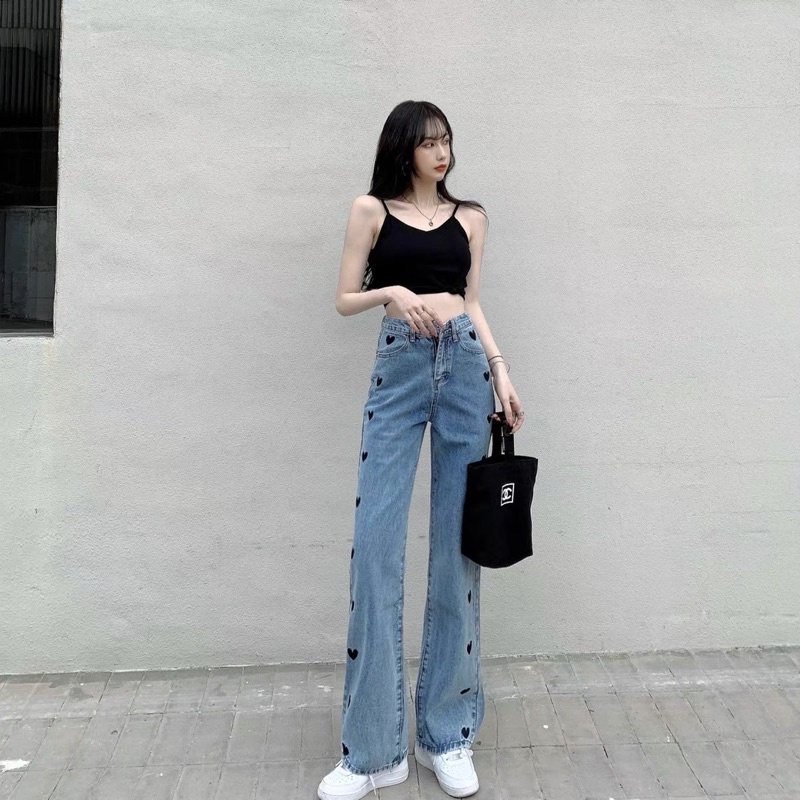 JEANS IMPORT HIGHWAIST PANTS CELANA DENIM BAGGY LOOSE HW CULLOTE KULOT WANITA CEWEK MX818