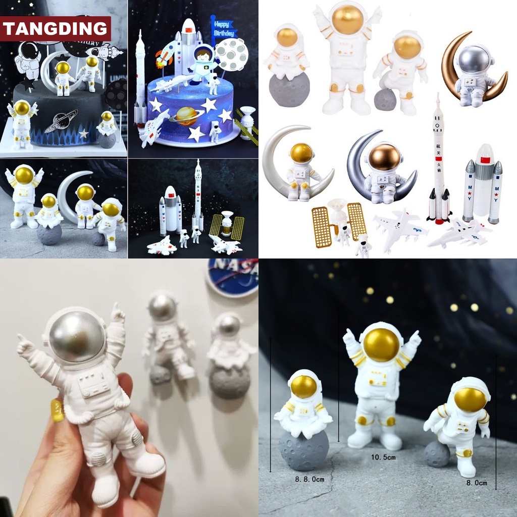 3pcs / Set Balon Bentuk Astronot Luar Angkasa Untuk Dekorasi Kue Ulang Tahun