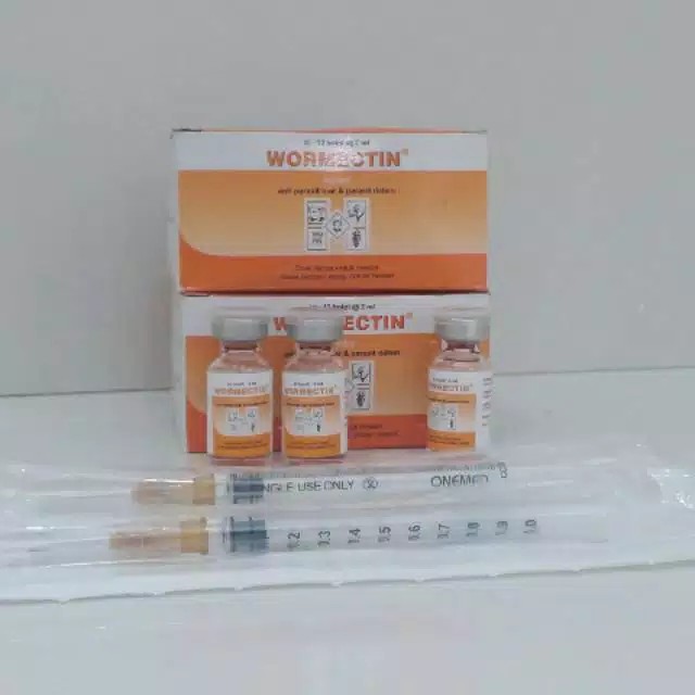 Wormectin 2  Ml Obat Skabies Gudik Gatal Kelinci Kucing Anjing dan Bonus Suntikan 1 buah