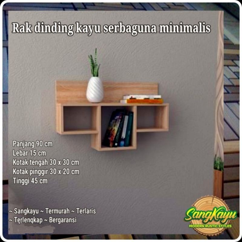 Rak dinding minimalis kayu wooden shelves Rak buku rak serbaguna