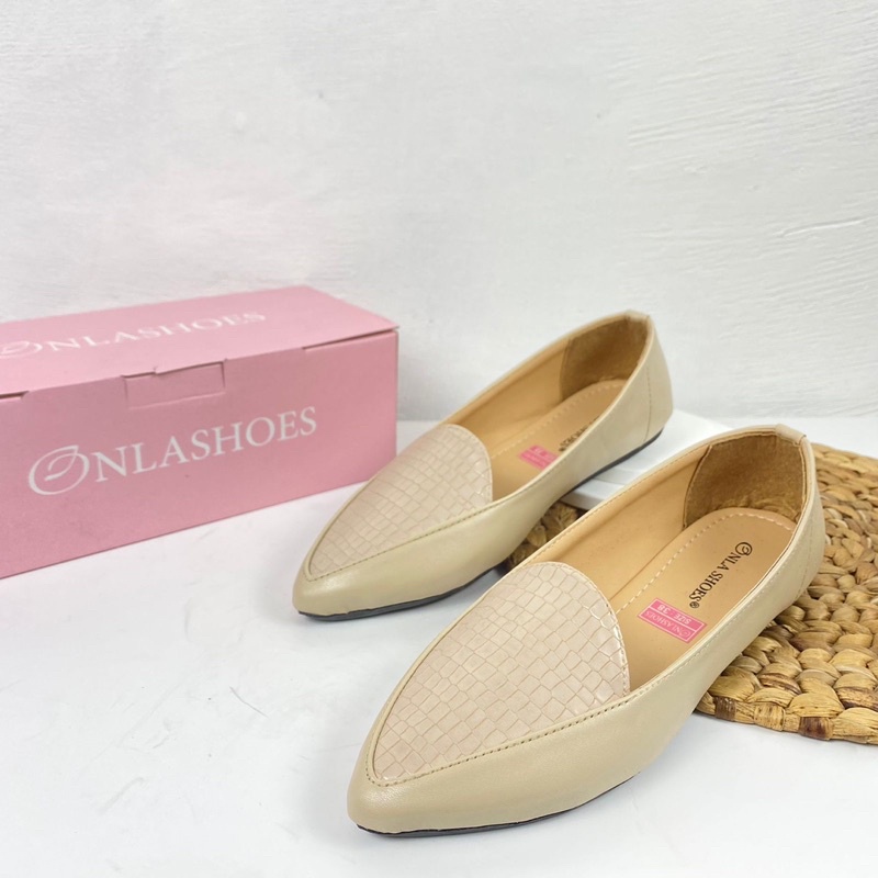 Onlashoes - Flat Shoes Croco LB26 Sepatu Flat Wanita