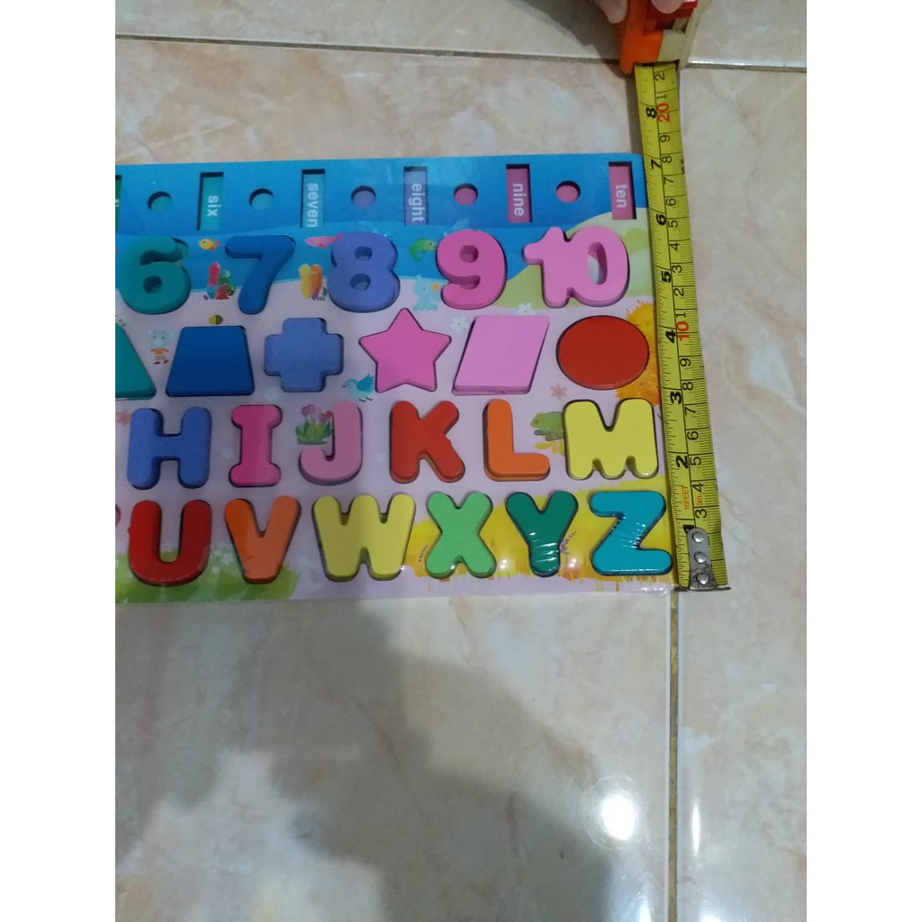 MAINAN PUZZLE EDUKASI MONTESSORI HURUF ANGKA COMPLETE IMPORT + PANCINGAN MAGNET IKAN