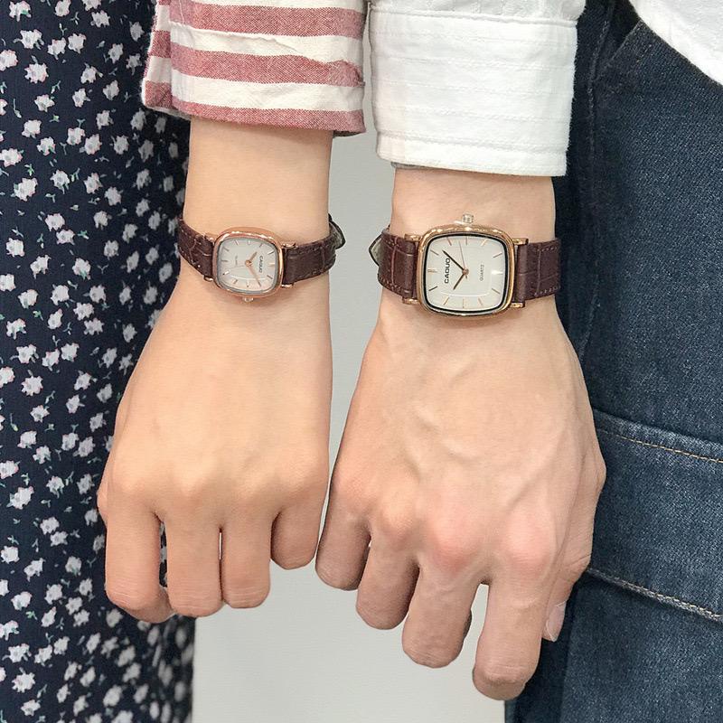 KOOLEY Jam tangan Couple Pasangan KY-BA wanita dan pria Warna coklat Gaya ulzzang Korea Import