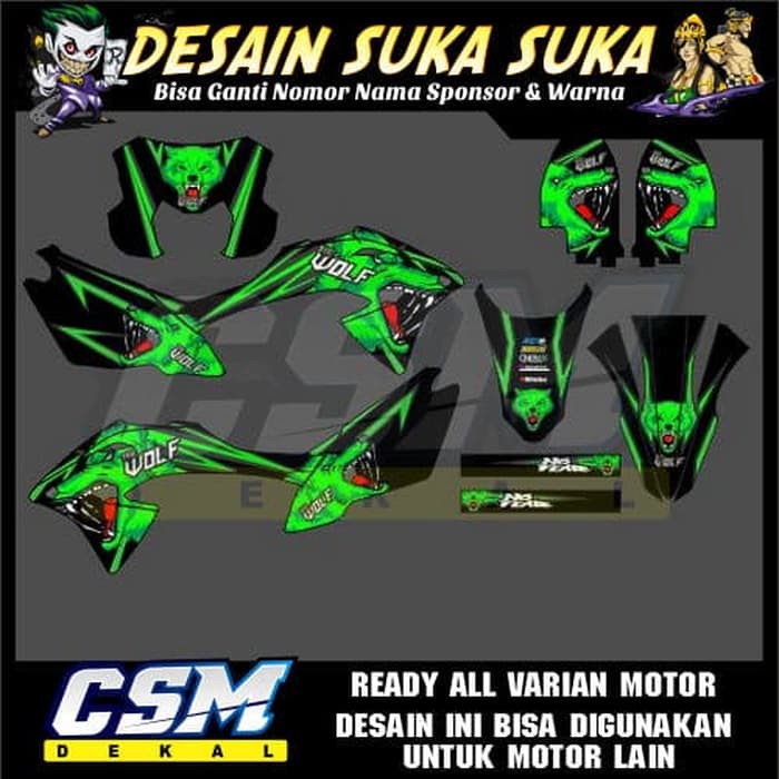 199 DEKAL DECAL MOTOR KLX 150 BF/ G STIKER STICKER STRIPING BODY wolf serigala