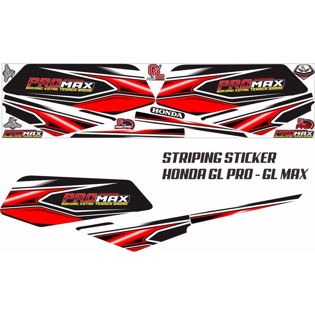 VARIASI STIKER STRIPING VARIASI MOTOR HONDA GL PRO GL MAX VARIASI HONDA MOTOR GL MERAH LIST PUTIH PO