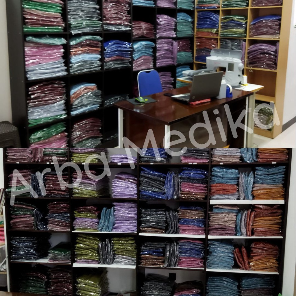 Baju Ok Oka Denim Madinah JOGGER Cargo Dokter Scrub Medis Perawat Jaga Lengan Panjang Karet