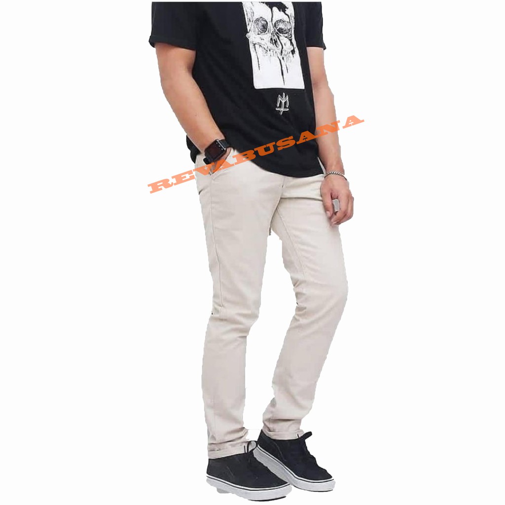 CELANA Pria SLIMFIT Panjang chino KERJA HARIAN HITAM MOCCA ABU GREY KREAM CREAM Sz 27 - 38