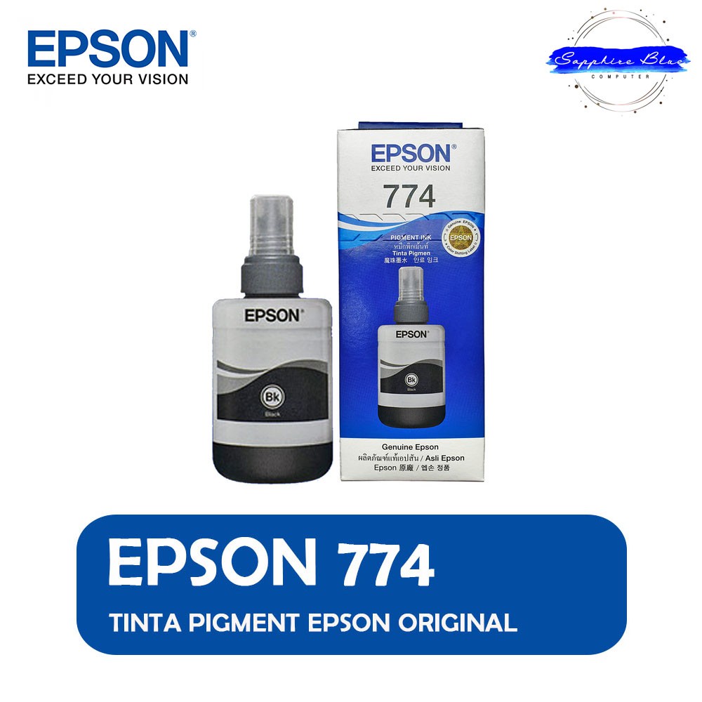 Tinta EPSON 774 Black Original Ink Refill Printer M100 M200 HITAM T7741 BK