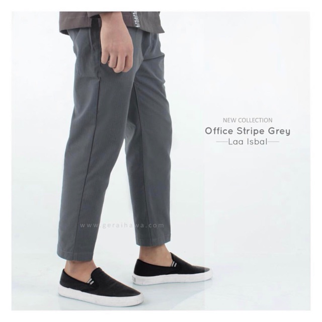 Celana Panjang Kantor Pria Dewasa Office Stripe Grey Laa Isbal Ori Gerai Hawa