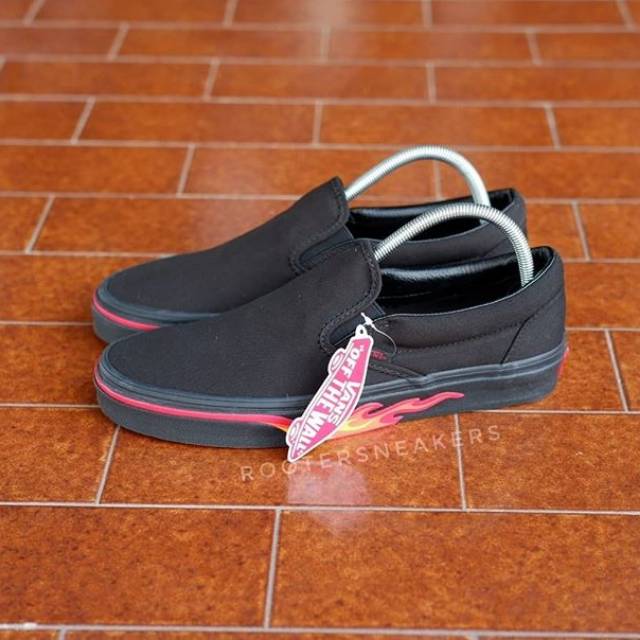 Vans slipon flame wall black black