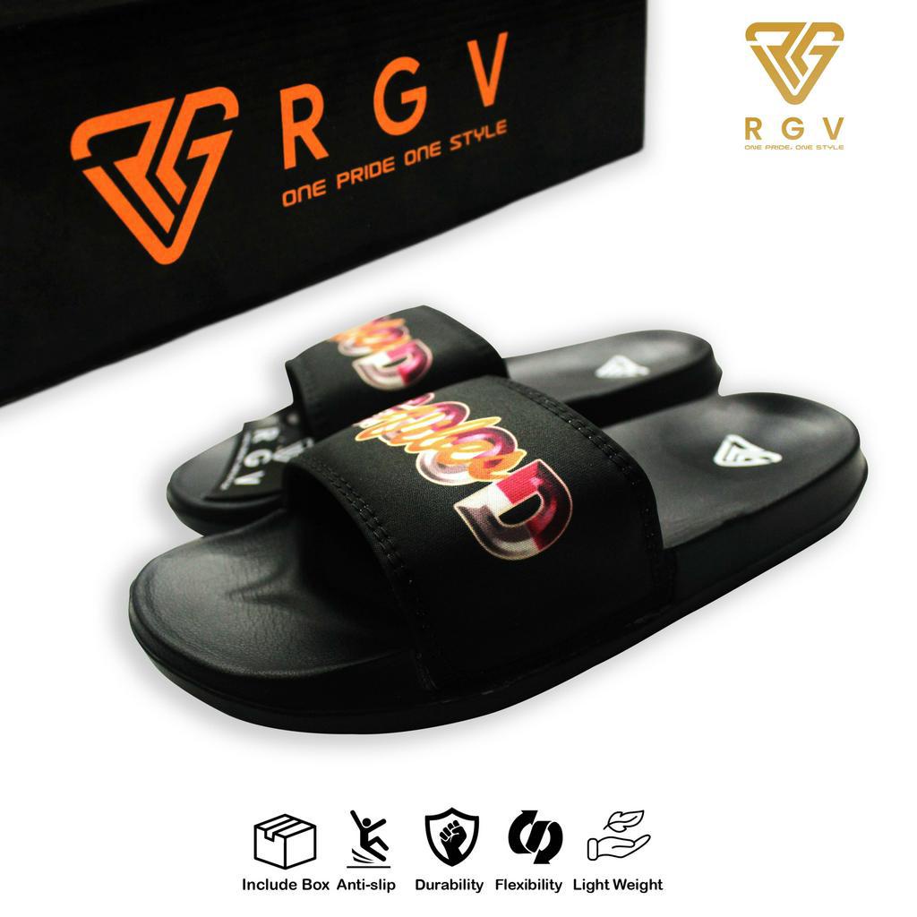 RGV - SANDAL PRIA DAN WANITA SLIDE SLIP ON SENDAL ANTI LICIN RINGAN SELOP GOOD VIBES ORANGE