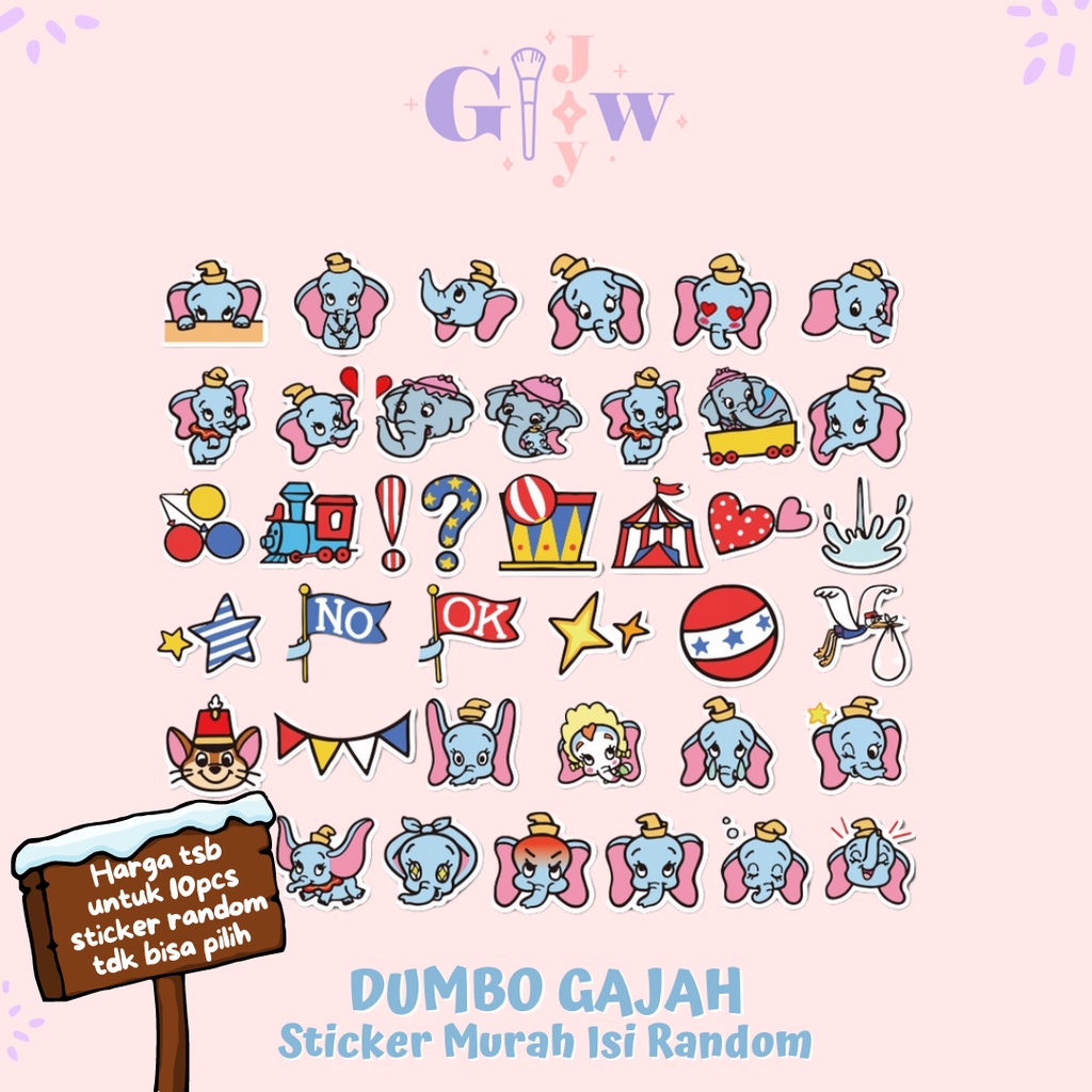 A32 STICKER 10PCS (DUMBO GAJAH) anti air notebook scrapbook label tempel motif kartun superhero super hero unik lucu atk alat tulis kantor murah viral termurah kartun komputer leptop handphone hp smartphone koper laptop tembok kulkas disney anime