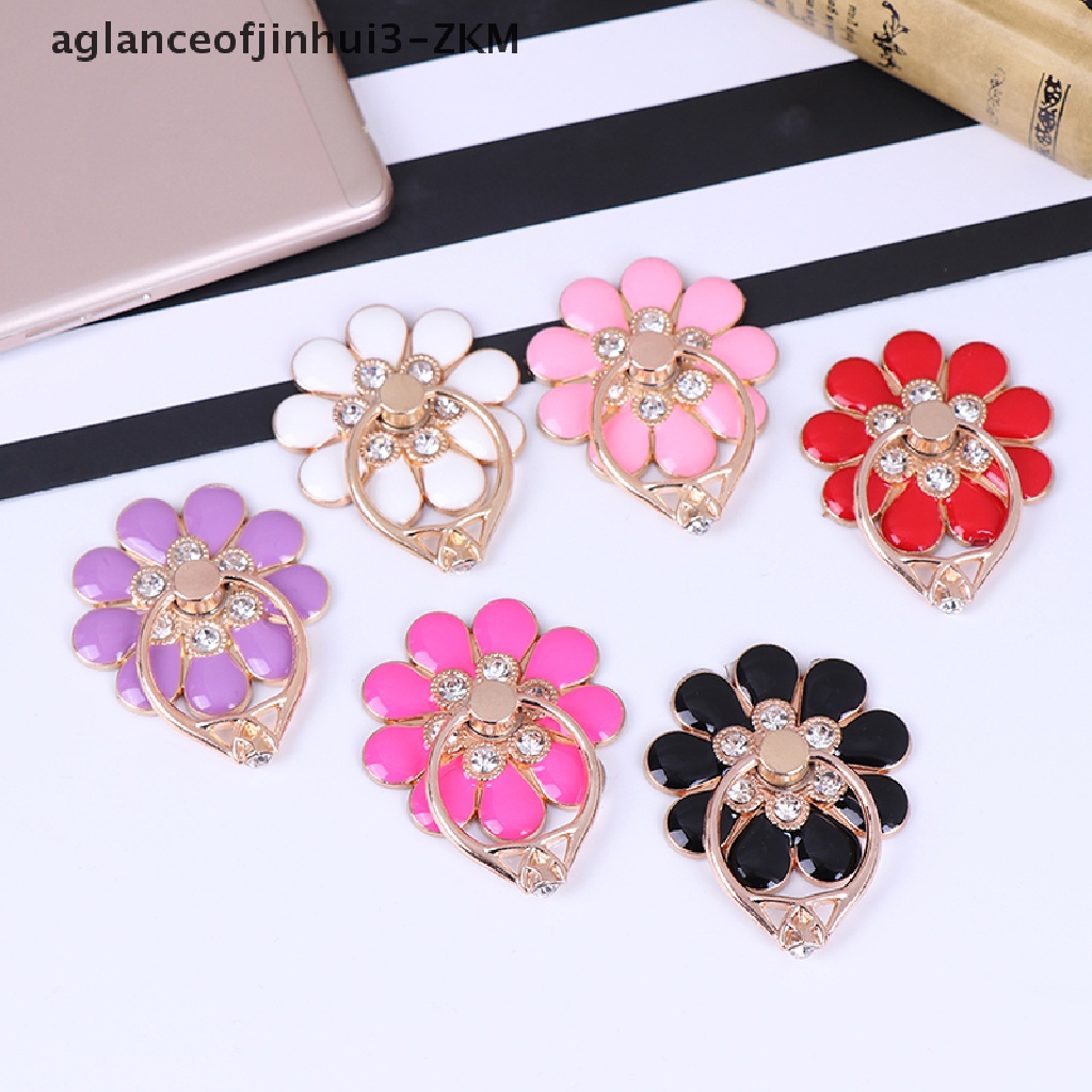 [AGID] Flower finger ring smartphone colorful metal stand holder phone holder stand  [zkm]