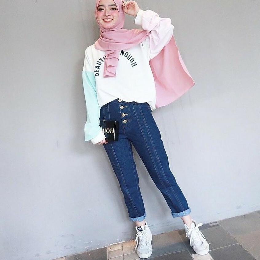 FREE BELT/ BOYFRIEND JEANS WANITA/ BOYFRIEND LINE BUTTON JEANS WANITA/TULANG/KANCING