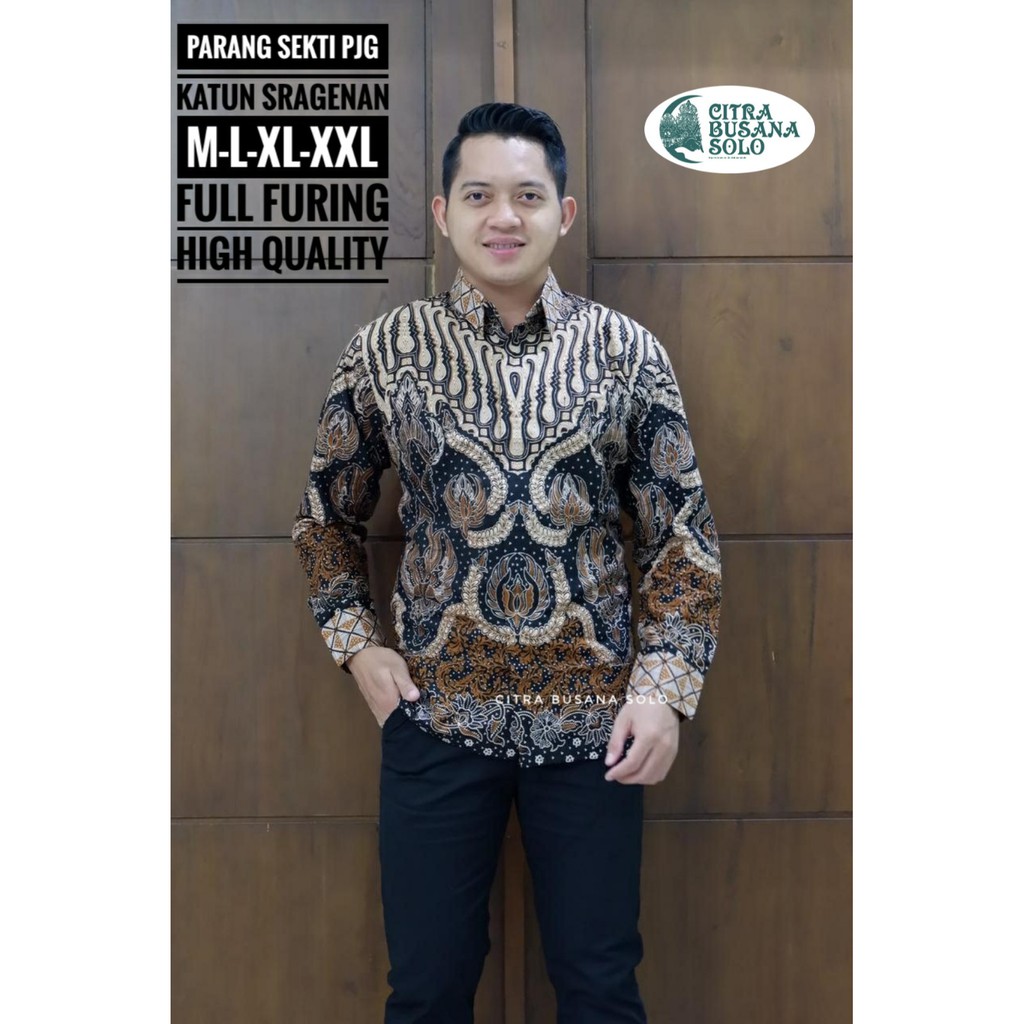 PARANG SEKTI PANJANG Kemeja Batik Pria Katun Sragenan Full Furing