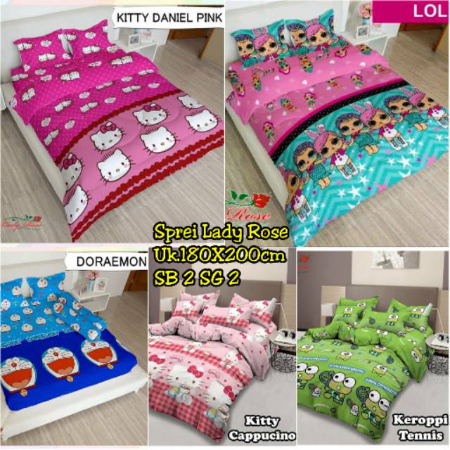 Sprei Lady Rose Motif Karakter / Bunga Uk.180X200cm