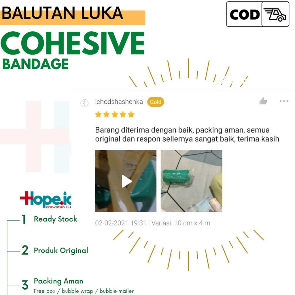 Cohesive Bandage | Finger Tape |Corip | Perban Luka Elastis Berperekat