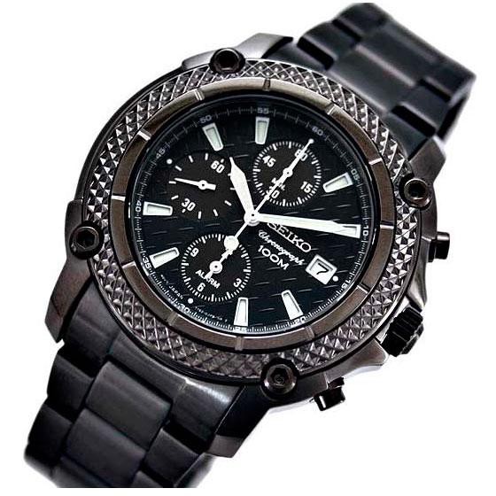 Seiko Quartz SNA779P1 Chronograph Black IP Bracelet | Jam Pria SNA779