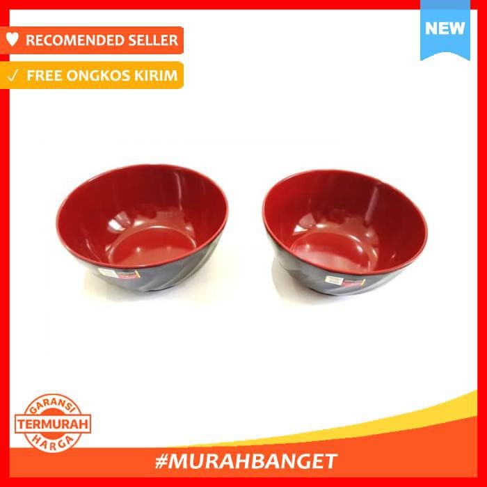 MM-1198 Mangkok Makan - Mangkok Jepang Melamin Merah Hitam Besar 7